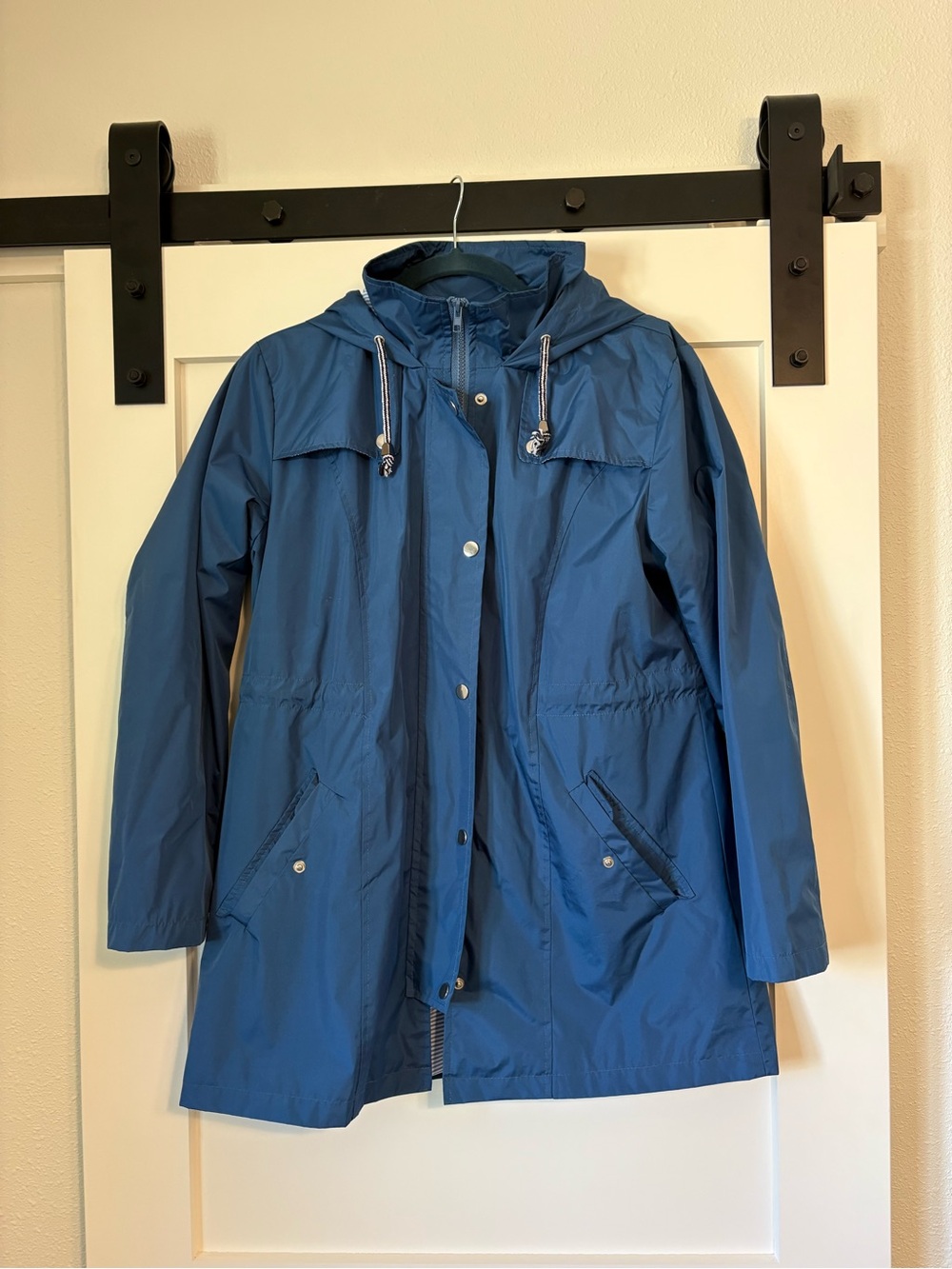 Women's Blue Hooded Rain Jacket